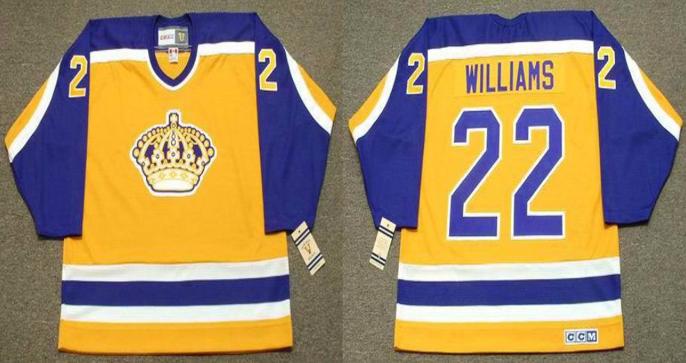 2019 Men Los Angeles Kings 22 Williams Yellow CCM NHL jerseys